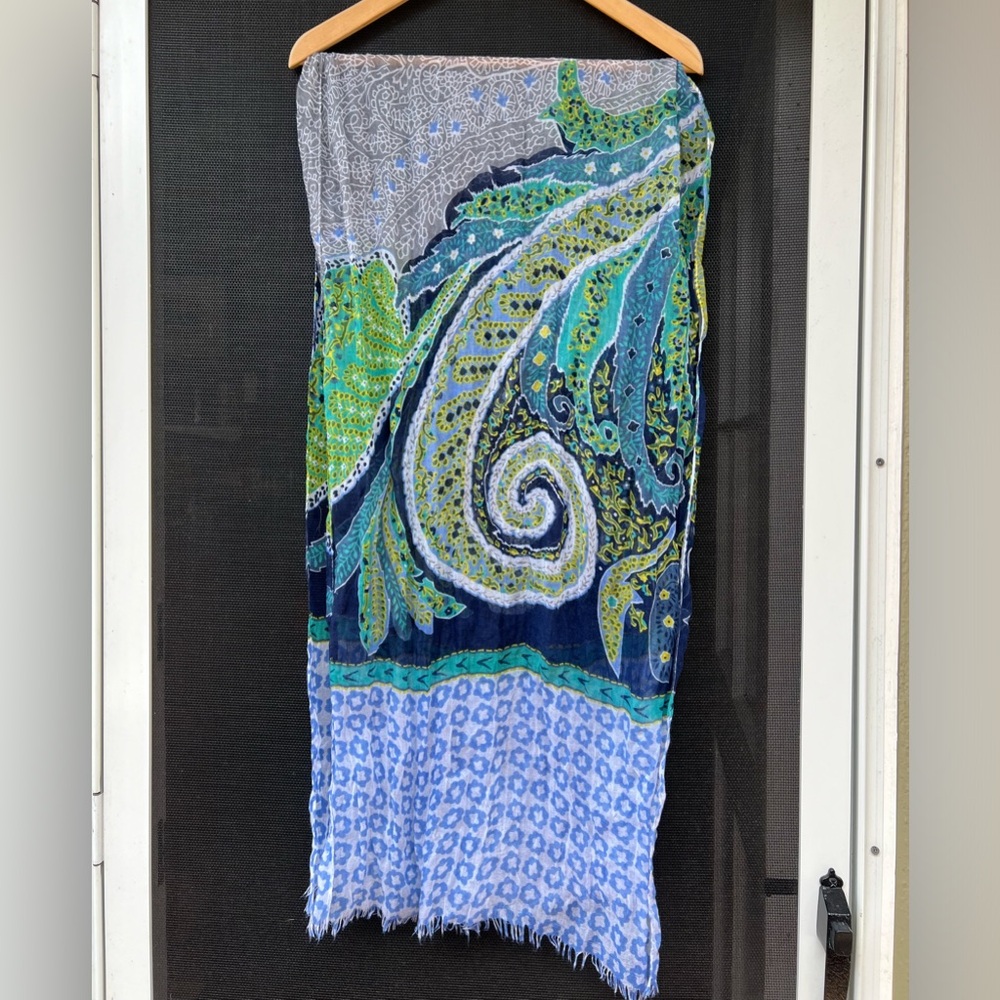 Long multi-color fashion scarf.